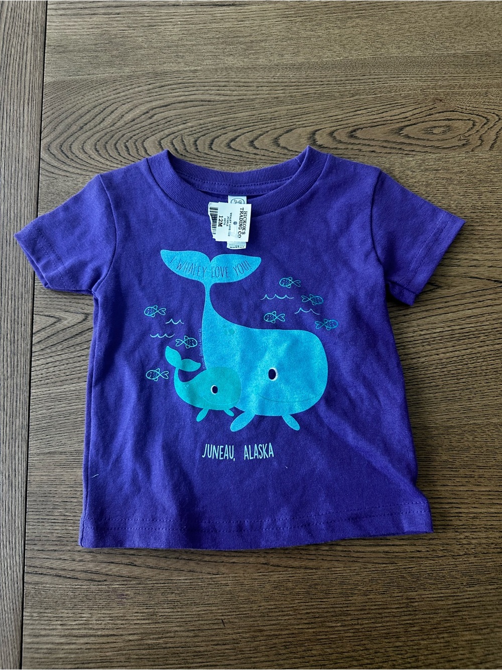 Rabbit Skins Purple Tee with Aqua Whale Graphic